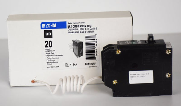 Eaton Cutler-Hammer BRP120AF Circuit Breaker, Type BR, 20 A, 1 -Pole, 120 VAC, Instantaneous, Long-Time Trip