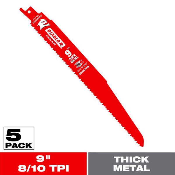 Freud Steel Demon Diablo Reciprocating Blade, 5-Pack DS0908BFD5
