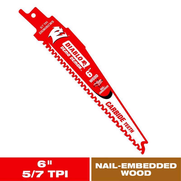 Diablo Freud Carbide-Tipped Reciprocating Saw Blade - 6in. Model Number DS0606CW DS0606CWS