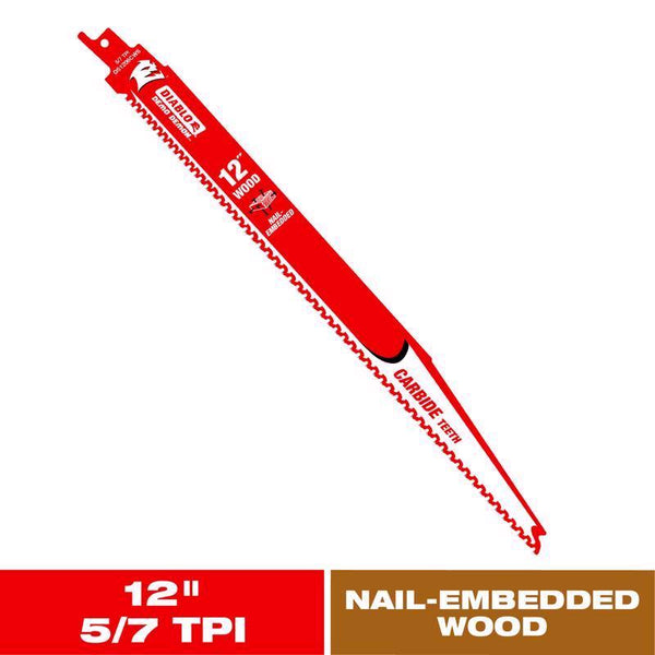 Freud DS1206CW Diablo 12-Inch 6-TPI Carbide-Tipped Reciprocating Saw Blade DS1206CWS
