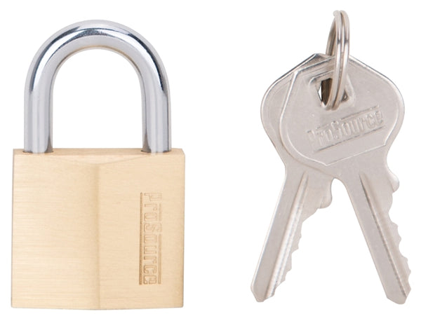 MINTCRAFT HD10030-3L ProSource 2399863 Padlock, 1-1/4 in, 4 Pins, Standard Hardened Steel Shackle, Solid, 1-1/4", Brass