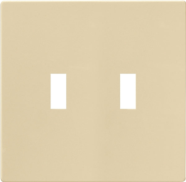EATON Wiring PJS2V Polycarbonate 2-Gang Screwless Toggle Switch Mid Size Wall Plate, Ivory