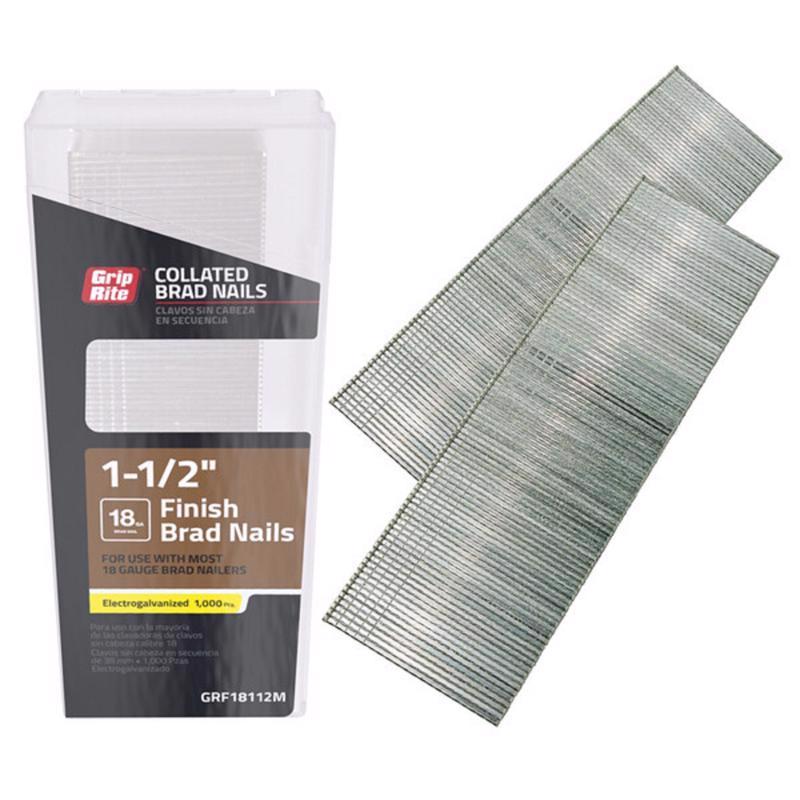 18 Gauge Electrogalvanized Straight Collated Brad Nails, 1-1/2"