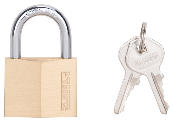MINTCRAFT HD10040-3L ProSource 2423705 Padlock, 1-1/2 in, 4 Pins, Standard Hardened Steel Shackle, Solid, 1-1/2", Brass