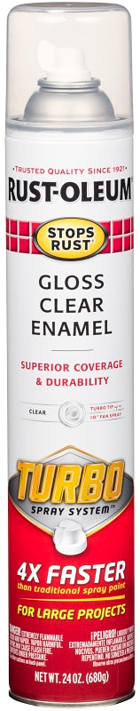 Rust-Oleum 353345 Stops Rust Turbo Spray Paint, 24 oz, Gloss Clear, 12 Fl Oz (Pack of 1)