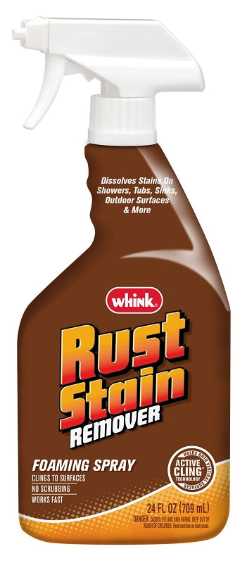 Rust-Oleum Whink Rust Stain Remover | Heavy-Duty Iron Stain Remover Foaming Spray with Excellent Cling for Toilets, Showers, Sinks, Outdoor Siding | 24 oz 349944
