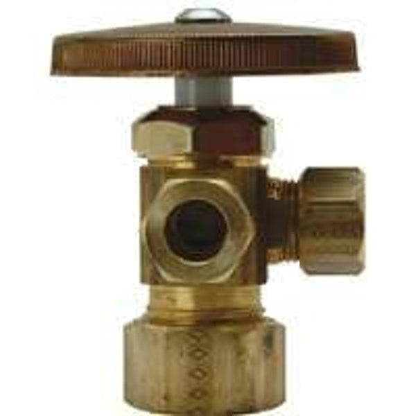 Brasscraft CR1901LRX R1 Dual Outlet Stop 1/2 in. Nom X 3/8 in. Od Comp Rough Brass-100968