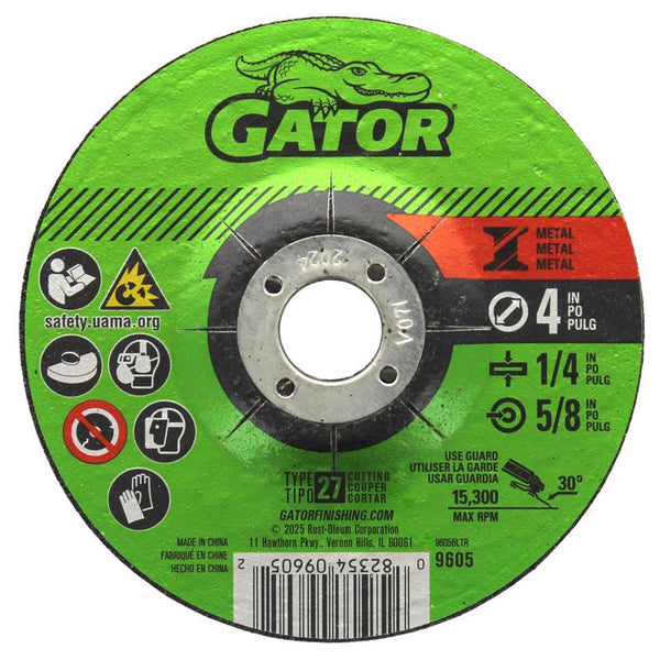Dronco Gator 4 in. Dia. x 1/4 in. Thick x 5/8 in. Aluminum Oxide Metal Grinding Wheel 15300 RPM 1 pc. 9605