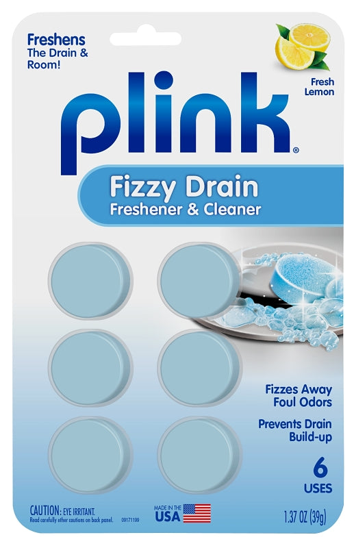 Plink Fizzy Drain Freshner, Prevents Buildup and Maintains a Clear Drain, Removes Drain Odor, Lemon Scent, 6 Tablets PDF12T