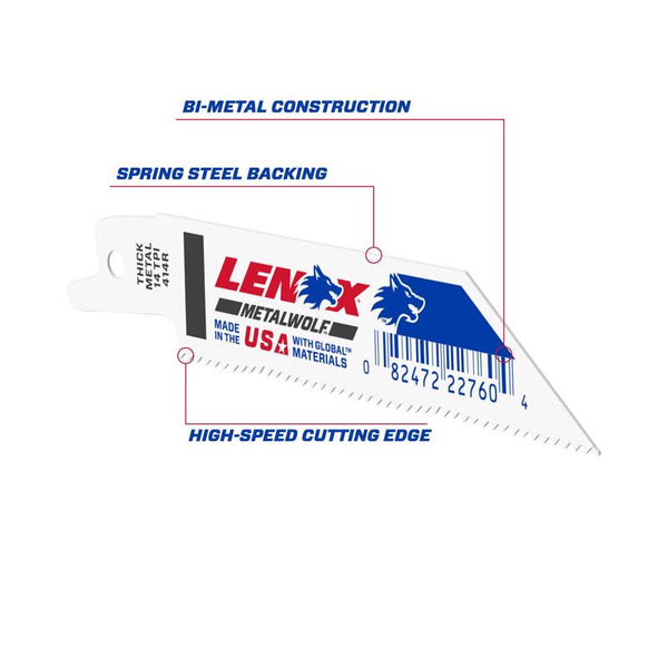 Lenox 4 in. Bi-Metal Reciprocating Saw Blade 14 TPI 50 pk 22760OSB414R