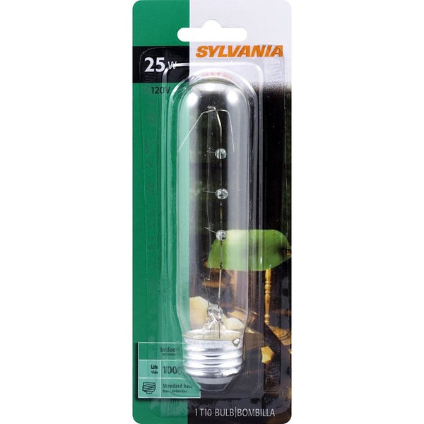 Ledvance Sylvania T10 Incandescent 25-Watt Tubular Incandescent Bulb, Medium Base, 230 Lumens, 100 CRI, 2580K, Clear (18491)