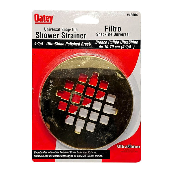 Oatey 42004 Snap-Tite Round Universal Drain Strainer, 4-1/4 in, Stainless Steel, Polished, 4-1/4", Brass