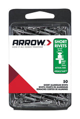 Arrow Fastener RSA3/16IP Short Aluminum 3/16-Inch Rivets, 50-Pack