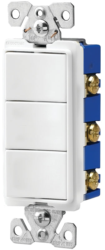 Eaton 7729W-SP 15-Amp 120-Volt Decorator Heavy Duty Grade Three Single-Pole Combination Switches, White