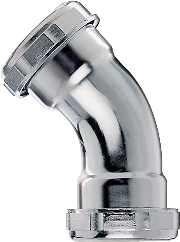 Plumb Pak PP137 Drain Pipe Elbow With Nuts and Washers, 45 deg, 1-1/4 in, Brass