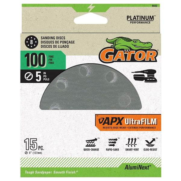 Gator Ali Industries 134931 5 in. Sanding Disc - 100 Grit - Pack of 15 9022
