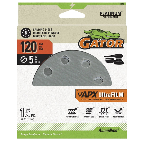Gator Ali Industries 134932 5 in. Sanding Disc - 120 Grit - Pack of 15 9023