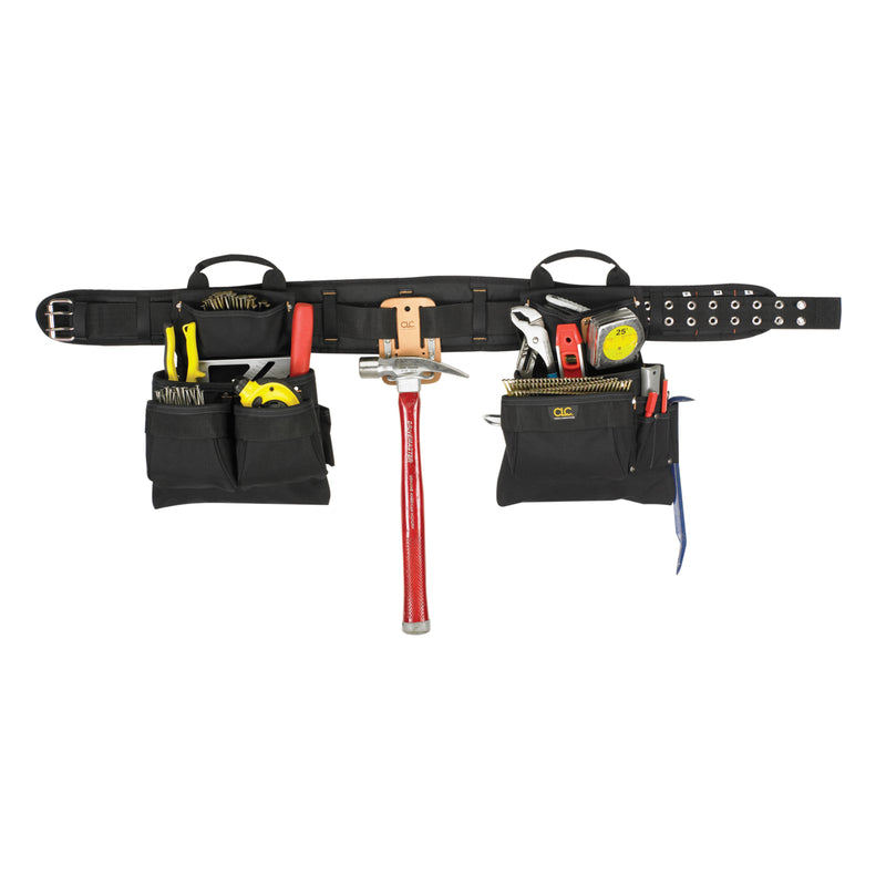 Custom Leathercraft5608 4 Piece Carpenter's Combo Tool Belt, Double-Tongue Steel Roller Buckle, 17-Pocket