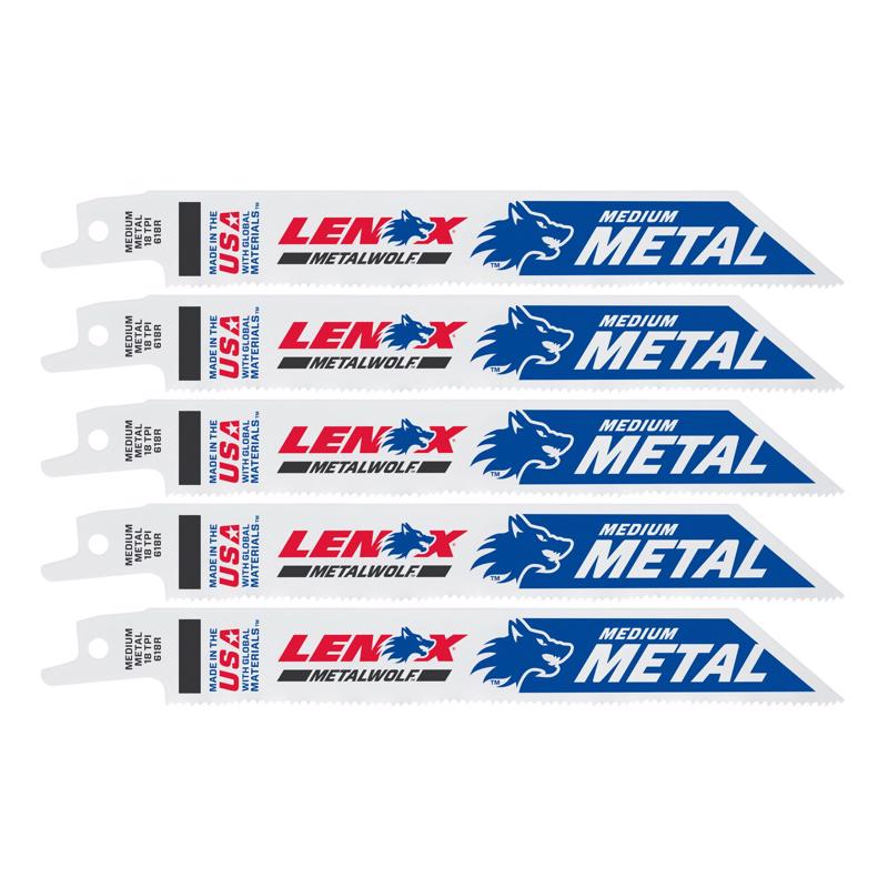 Lenox 20566-618R 5 Pack 6" 18 TPI Metal Reciprocating Blades