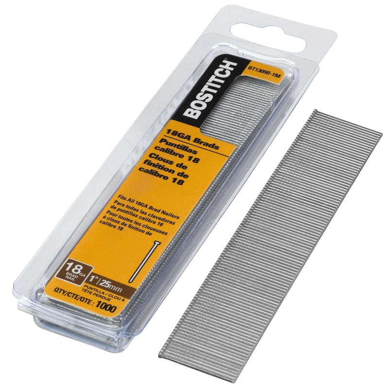 BOSTITCH 18 Gauge Brad Nails, 1-Inch, 1000 per Box (BT1309B-1M)