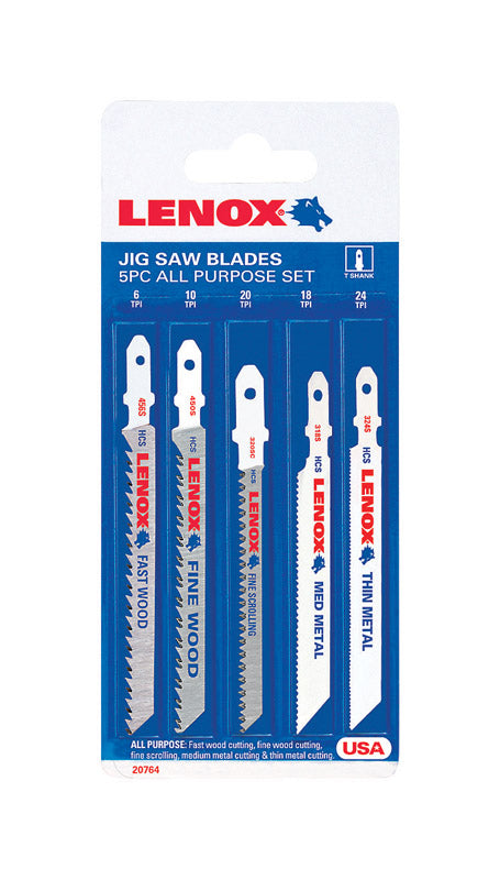 LENOX Tools 1994456 T-Shank General Purpose Jig Saw Blade Assortment, 5Piece