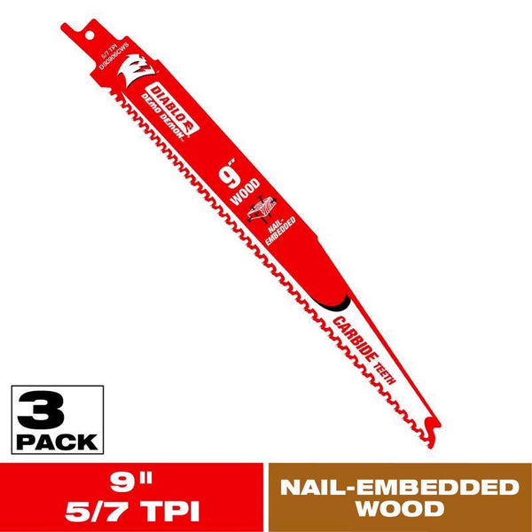 Freud Blade Recip Carbde9In 6TPI Red Carbide Tipped DS0906CWS3