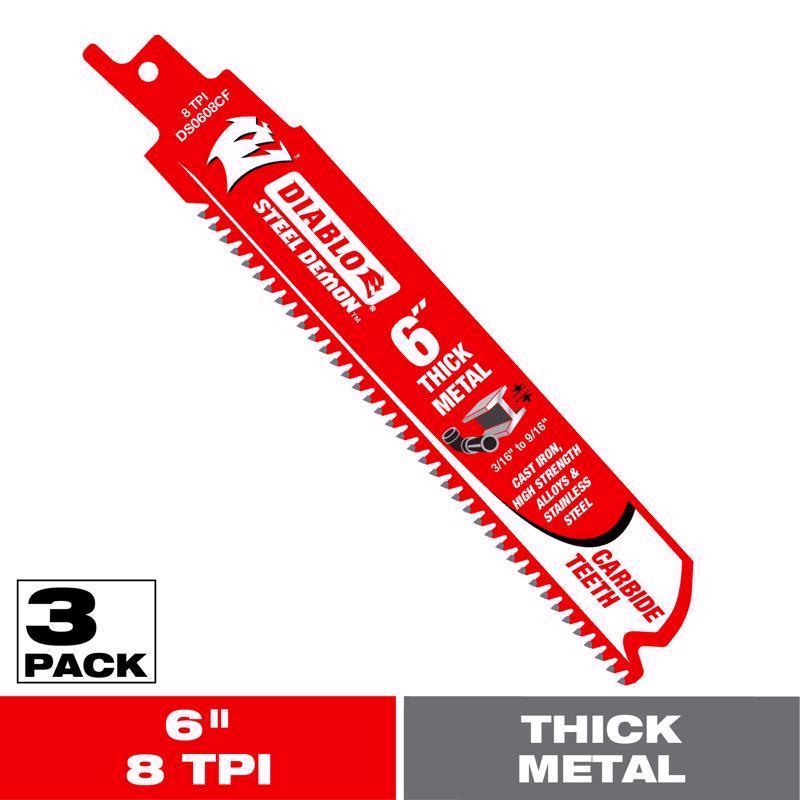 6 IN CARB TIP METAL RECIP 3 PK