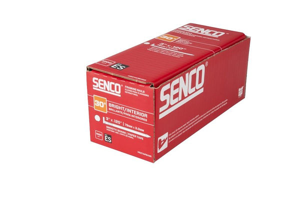SENCO Framing Nails | 30 Degree | 3 Inch x .120 | Smooth Shank | Paper Tape Collated Nail | Bright Finish |1,000 ct.| H527APBXNR