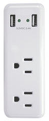 Powerzone ORUSB242 Outlet Charger, 2.4 A, White