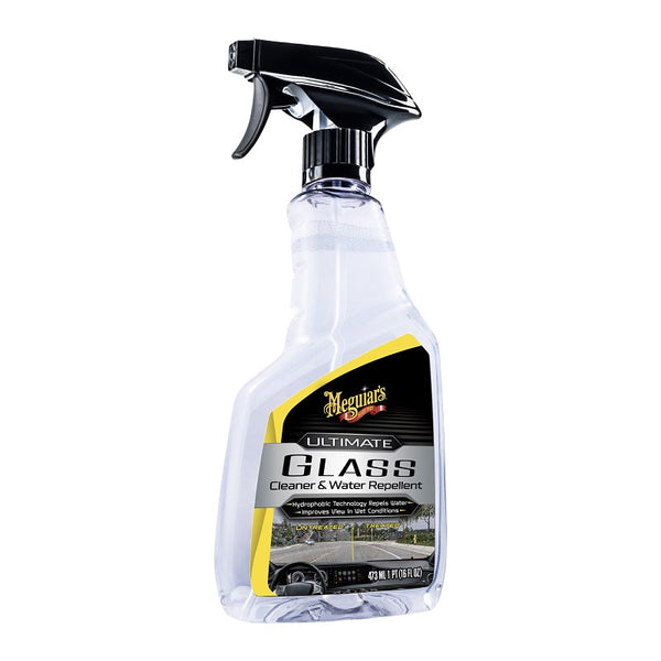 Meguiar's Ultimate Glass Cleaner & Water Repellent - Premium Glass and Window Cleaner for Quick Cleaning with Hydrophobic Technology that Acts as a Rain Repellent Improving Visibility in Rain - 16oz G240416