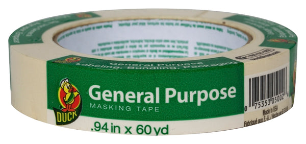 Duck Brand 394693 General Purpose Masking Tape, 0.94-Inch by 60-Yard, Single Roll, Beige 286509