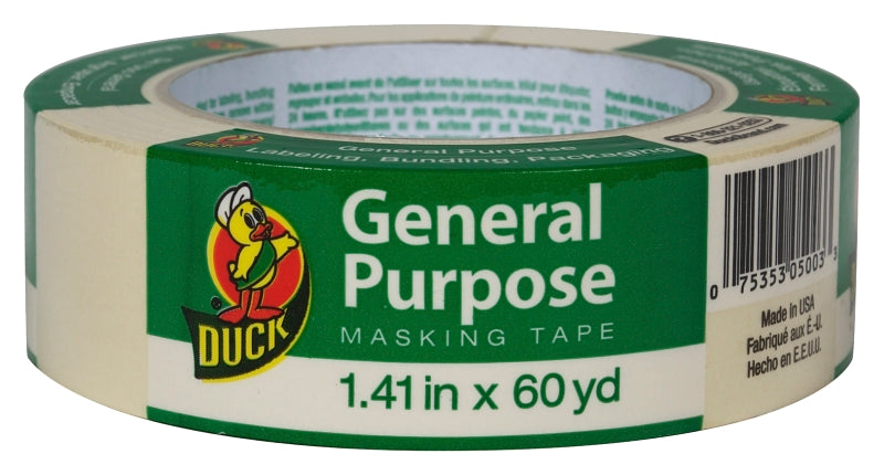 Duck Brand 394697 General Purpose Masking Tape, 1.41-Inch by 60-Yard, Single Roll, Beige