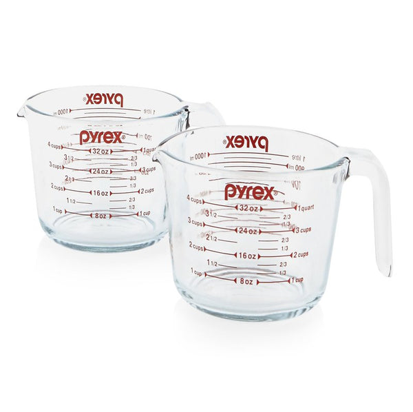 Pyrex Prepware 1-Quart Measuring Cup, Clear with Red Measurements 6001076