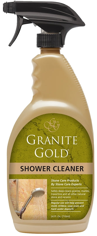 Granite Gold Shower Cleaner Spray for Quartz, Granite, Marble, Ceramic, and Other Stone Tub Surfaces, Made in the USA, 24 Ounces, Gold
