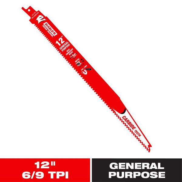Freud DS1209CGP Diablo 12" Carbide Tipped General Purpose Reciprocating Blade 9-6 TPI (3/32"-1/4") (1 Pack)
