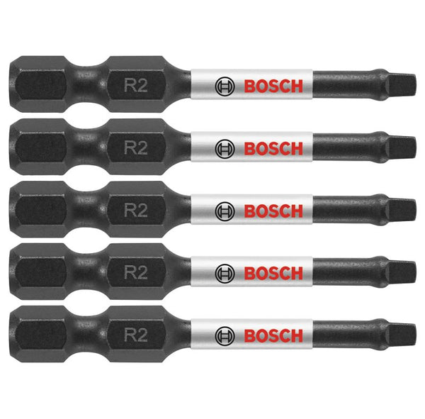  with 5 R2 square power bits for driving square-recess screws."