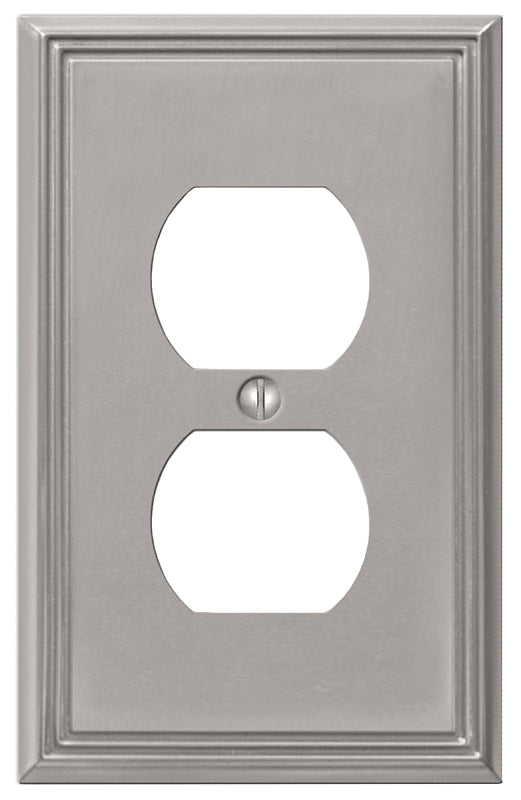 Amerelle 77DBN Metro Line Wallplate, 1 Duplex Outlet, Cast Metal, Brushed Nickel, 1-Pack, Double Toggle