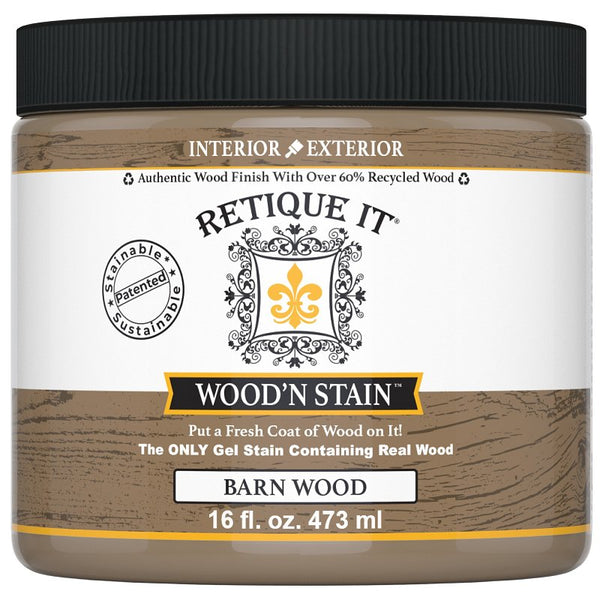 Retique It Wood'n Stain - Liquid Wood Gel Stain Interior/Exterior (16 oz (Pint), 45 Barn Wood) RQ-WNS16-BARN-R10