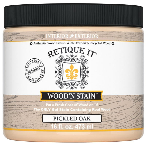 Retique It Wood'n Stain - Liquid Wood Gel Stain Interior/Exterior (16 oz (Pint), 70 Pickled Oak) RQ-WNS16-POAK-R10