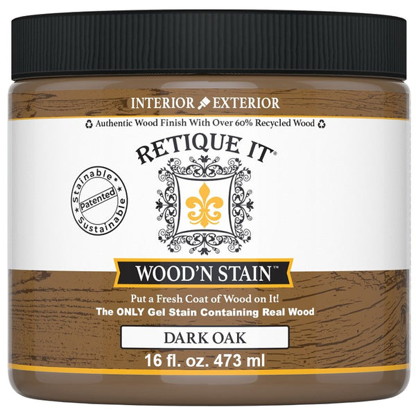 Retique It Wood'n Stain - Liquid Wood Gel Stain Interior/Exterior (16 oz (Pint), 35 Dark Oak) RQ-WNS16-DOAK-R10