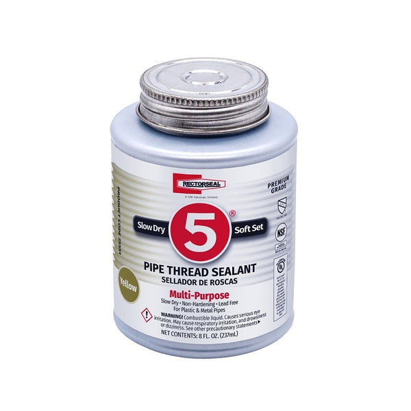 RectorSeal No. 5 25551 Pipe Thread Sealant, Lubricates & Protects Threads, Soft Setting, Slow Drying, & Permits Easy Breakout, Contains No Other Metals, 8 oz