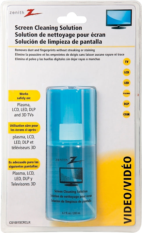 AmerTac - Zenith CS1001SCRCLR Screen Cleaning Solution with Special Micro Fiber Cloth
