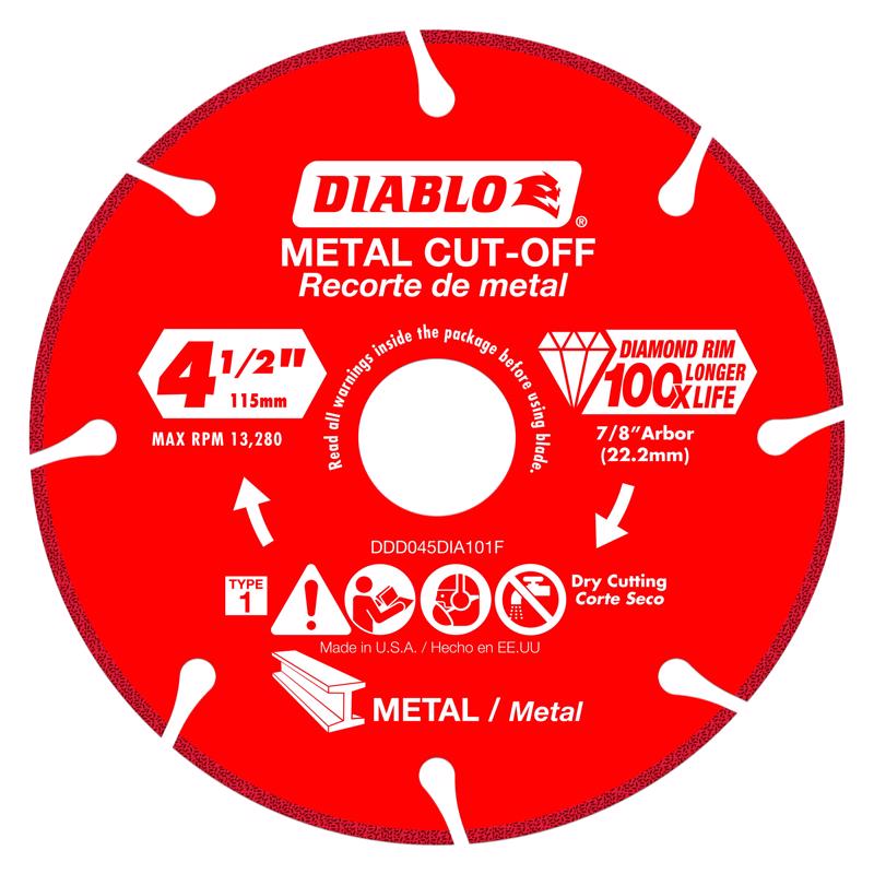 Freud DDD045DIA101F Diamond Metal Cut-Off Wheel, 4.5-in. - Quantity 5 (5-Pack)
