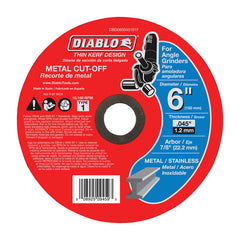Diablo Metal Cut-Off Disc - Superior Performance - 6" Diameter, 7/8" Arbor, 1 Hub Type, 0.045" Thickness, 10150 Max RPM - DBD060045101F