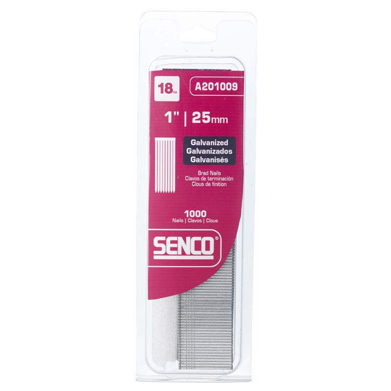 SENCO AX13EAAR 1" 18 Gauge Brad Nails, Galvanized Finish, Collated 1,000 Count Pack