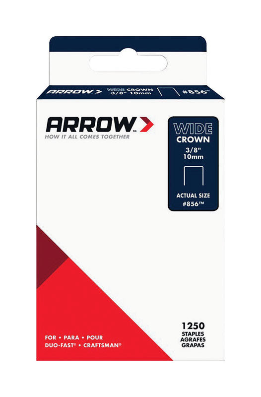 Arrow 856 Heavy Duty Wide Crown Staples for Craftsman and Duo-Fast Staple Guns, Galvanized Steel Construction, 1250 Pack, Leg Length 3/8-Inch, Crown Width 1/2-Inch