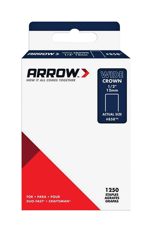 Arrow Fastener #858 1/2 in. L x 1/2 in. W Galvanized Steel Wide Crown Standard Staples 18 Ga. 1250 pk 858SP