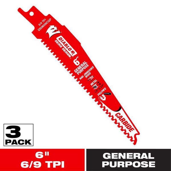 Freud-Diablo 6 Carbide Recip Gp - 3PK DS0609CGP3