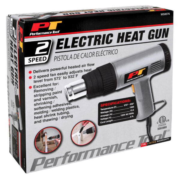 Performance Tool W50076 2 Speed Heat Gun 1500W (300/500 celsius) for Removing Paint, Bending Pipes, Shrinking PVC and More