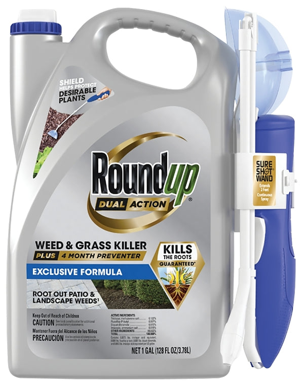 Roundup Dual Action Weed & Grass Killer Plus 4 Month Preventer with Sure Shot Wand, 1 gal. 5378304